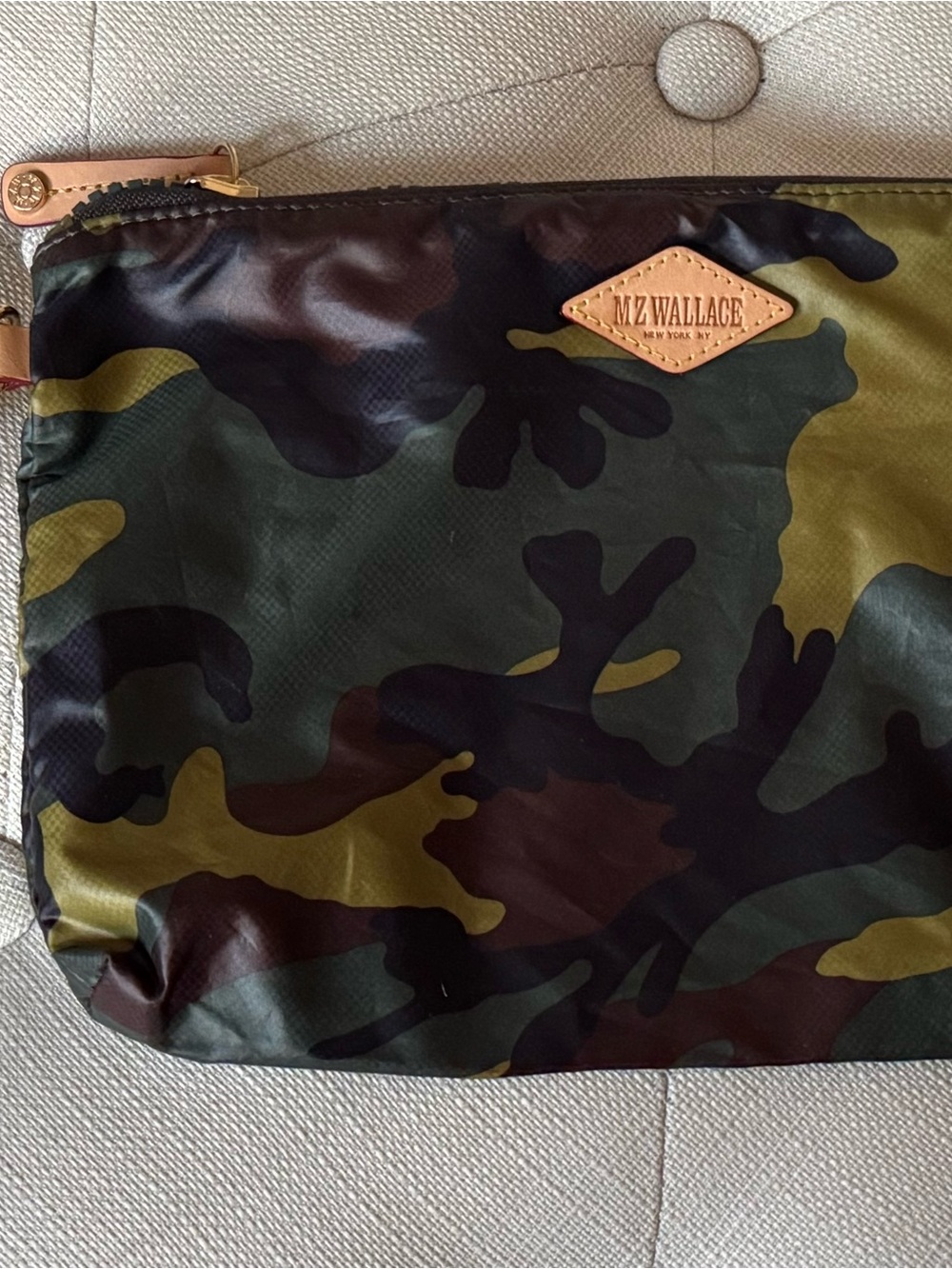 MZ Wallace Green Camouflage Wristlet or Toiletry Pouch